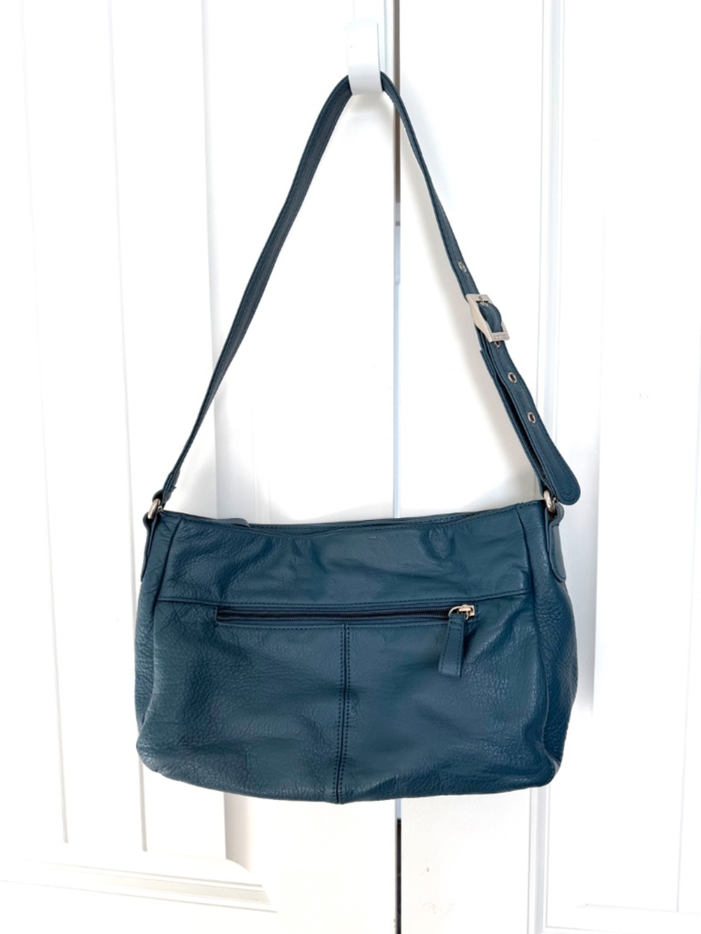 Stone & Co Turquoise Blue Leather Shoulder Bag EUC Classic Everyday Tote - Picture 2 of 16